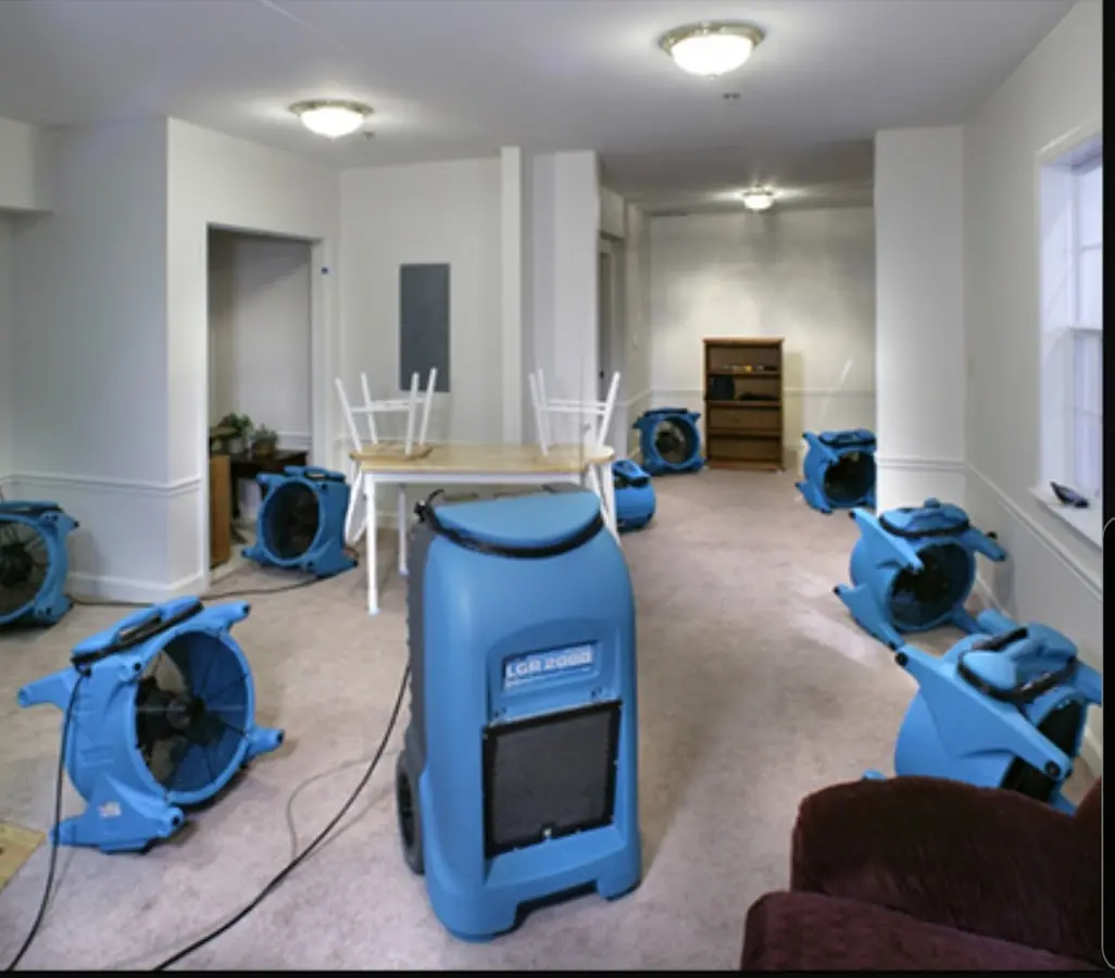 Air movers and dehumidifier setup for Water Extraction & Removal in Marple